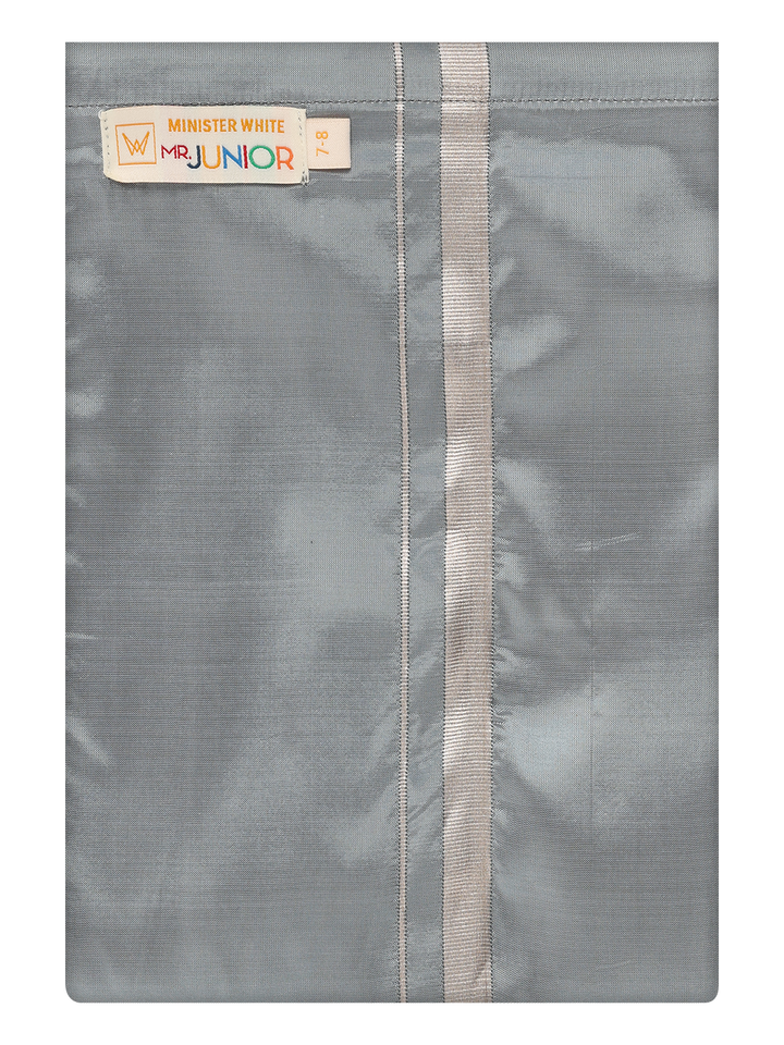 Boys Art Silk Steel Grey Color Dhoti by Minister White