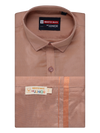 Boys Dark Copper Matching Art Silk Shirt and Flexi Dhoti Combo Poppins