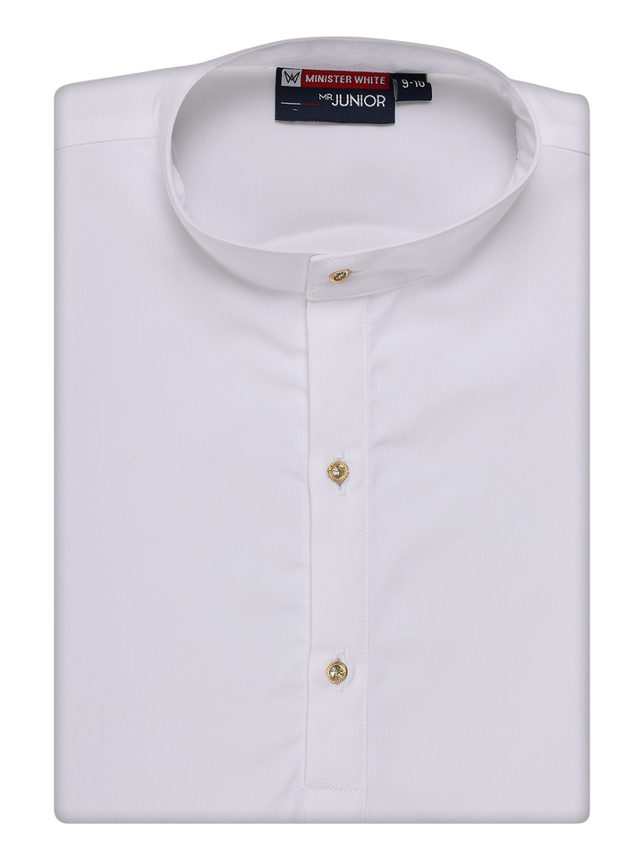 Boys Cotton White Kurta by Minister White