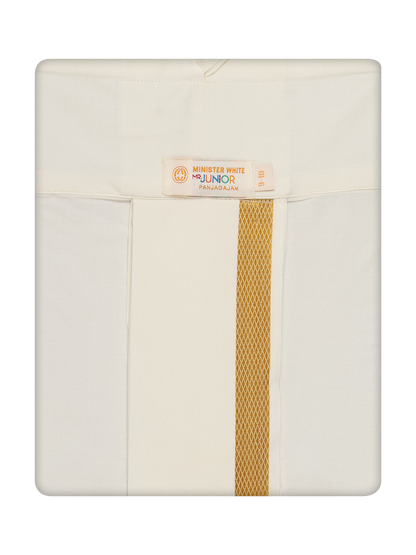 Boys Cotton Cream Panchakacham by Minister White