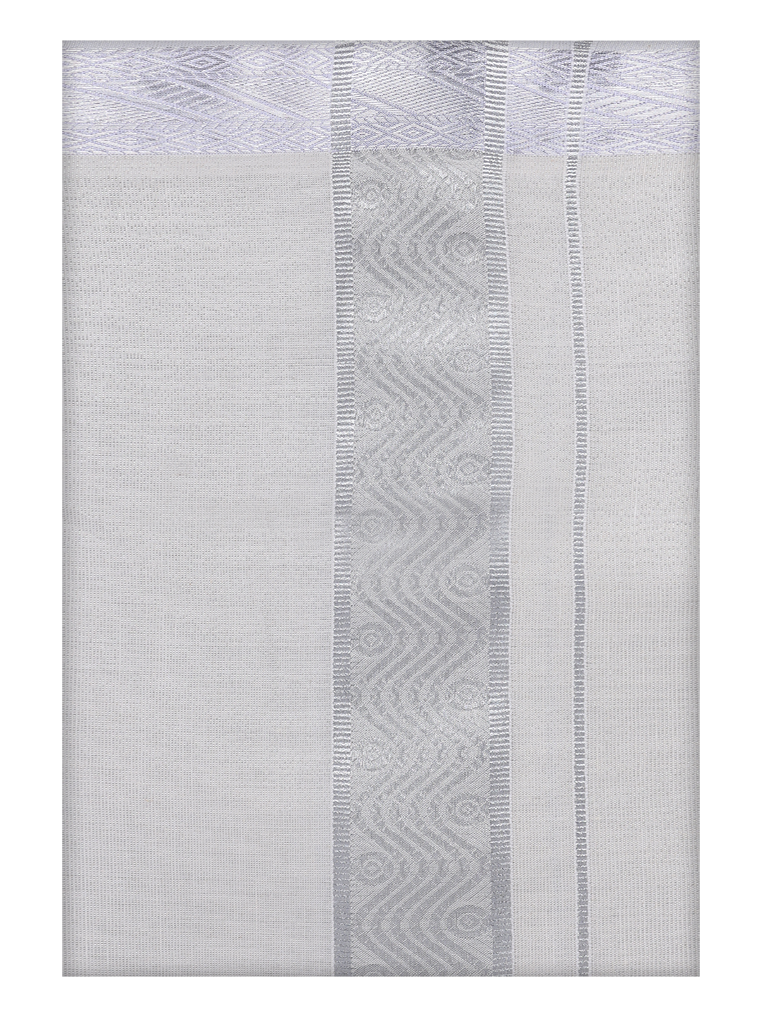 Mens Tissue Silver Color Jacquard Fancy Border Dhoti by Minister White