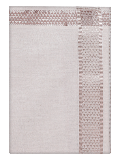 Mens Tissue Almond Color Jacquard Fancy Border Dhoti by Minister White
