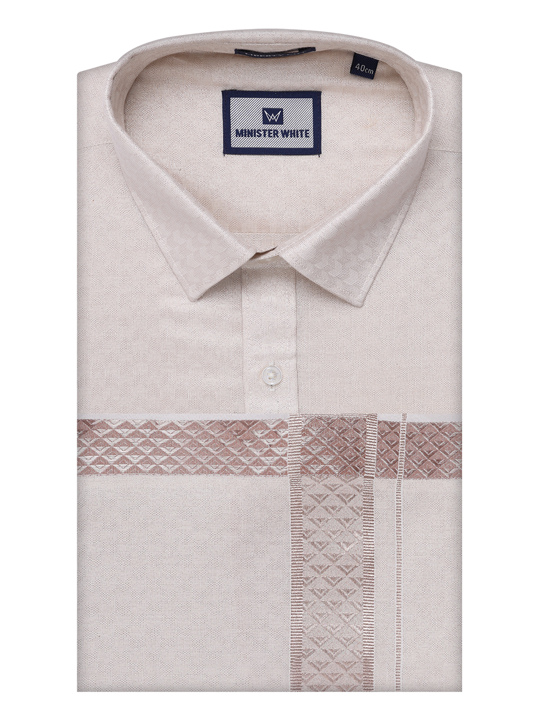 Mens Almond Tissue Jacquard Shirt with Matching Dhoti Combo Zeebra