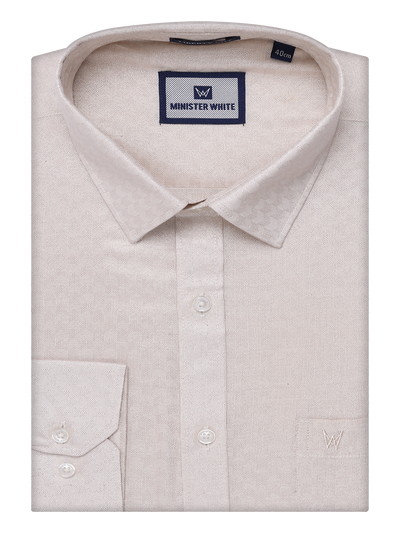 Mens Almond Tissue Jacquard Shirt by Minister White