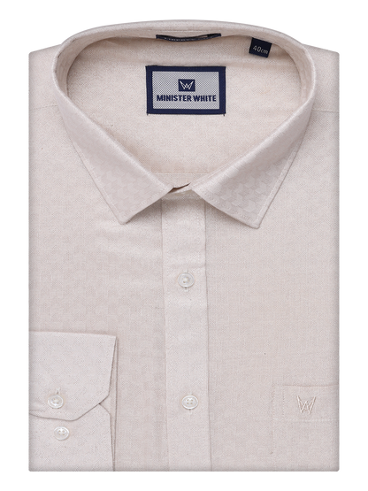Mens Almond Tissue Jacquard Shirt by Minister White