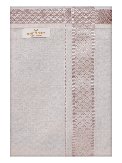 Mens Almond Tissue Jacquard Flexi Dhoti by Minister White