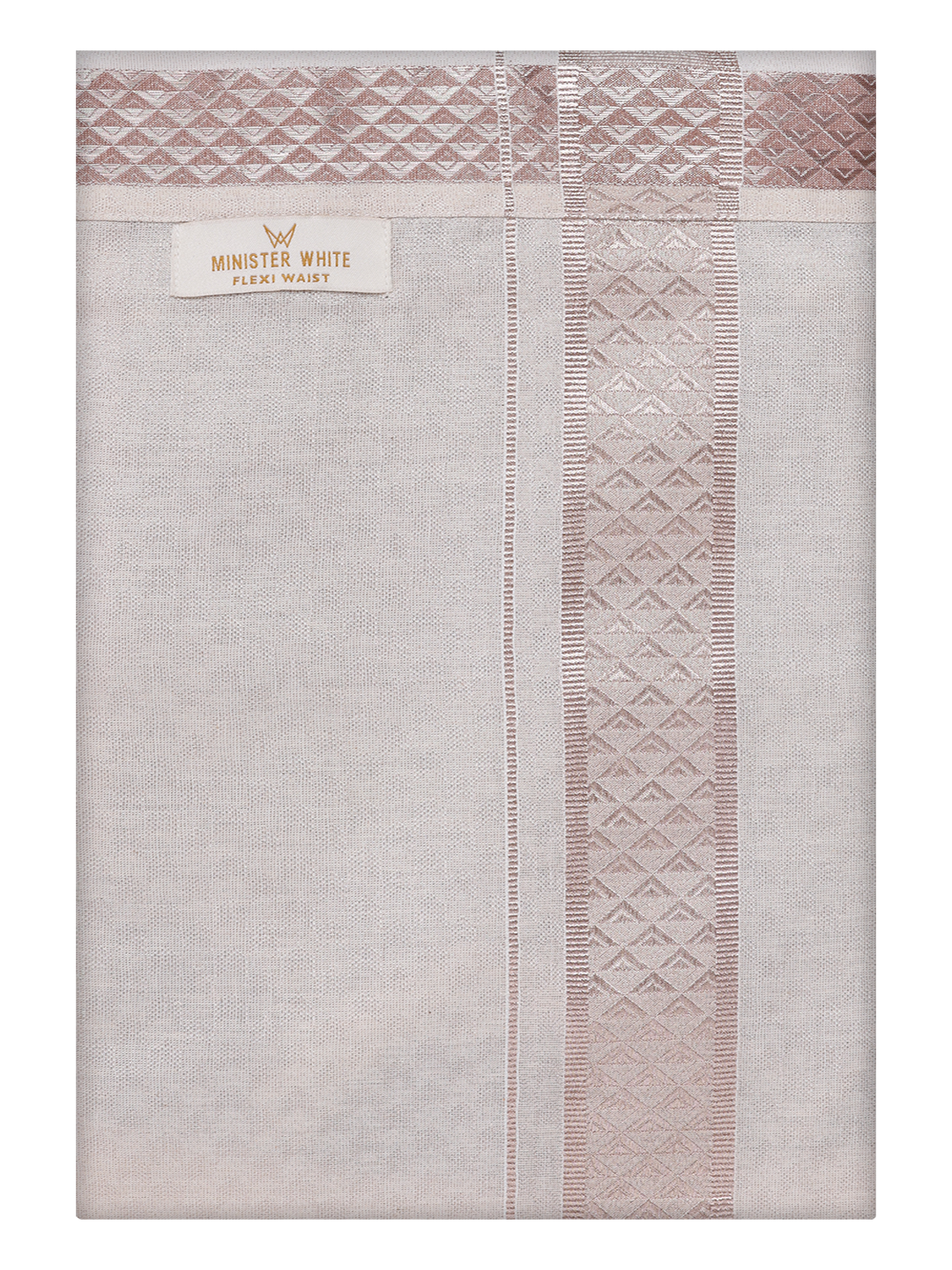 Mens Almond Tissue Jacquard Flexi Dhoti by Minister White