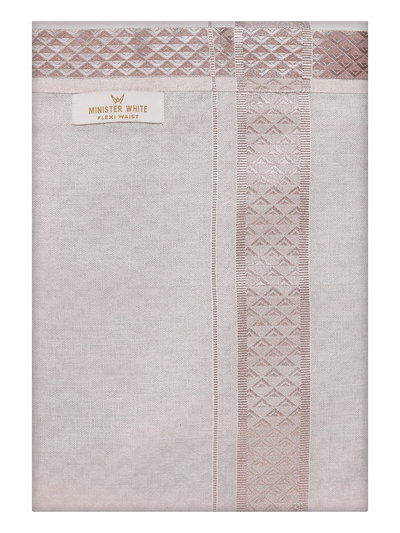 Mens Almond Tissue Jacquard Flexi Dhoti by Minister White