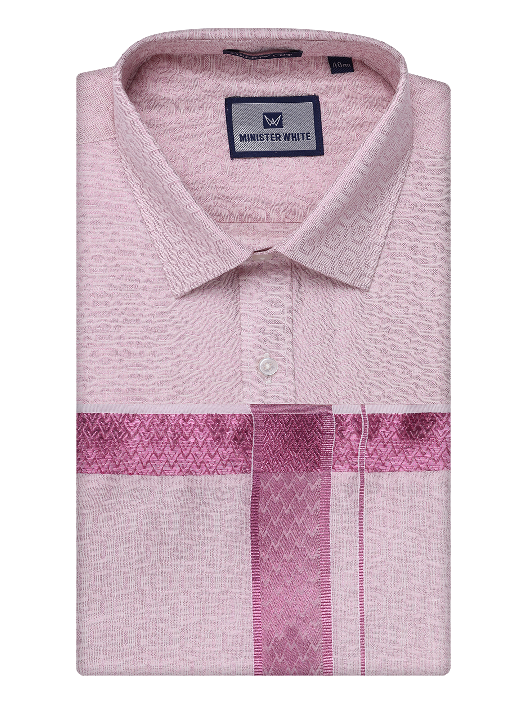 Men Rose Tissue Jacquard Shirt with Matching Dhoti Combo Zeebra