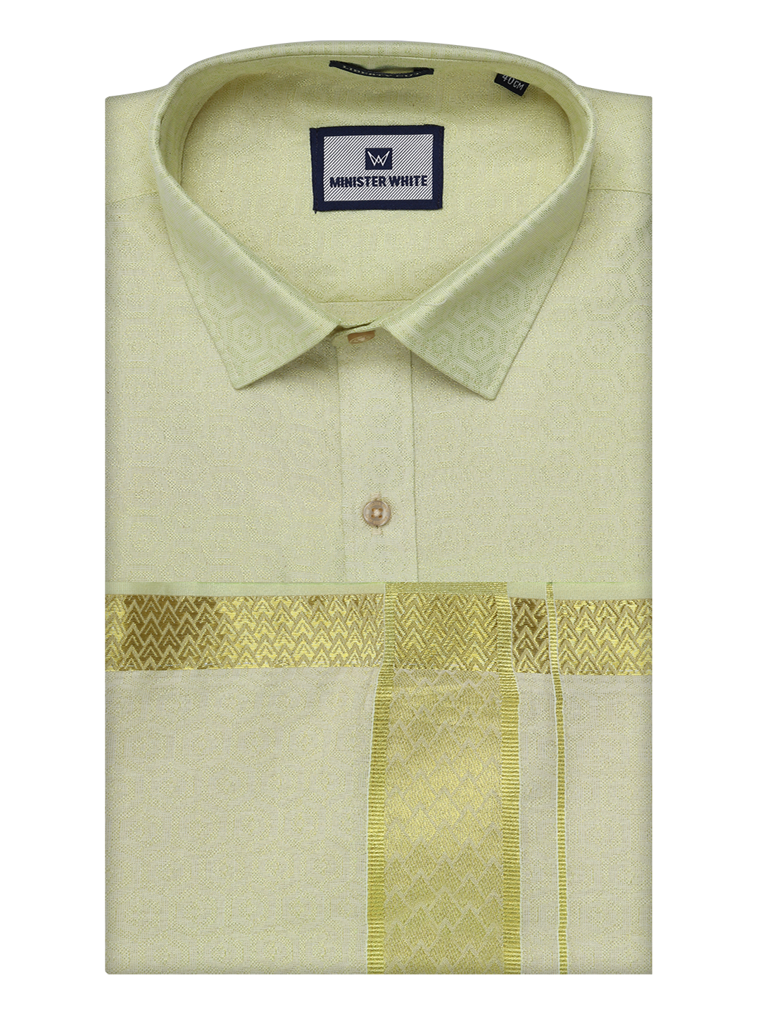 Mens Brass Tissue Jacquard Shirt with Matching Dhoti Combo Zeebra