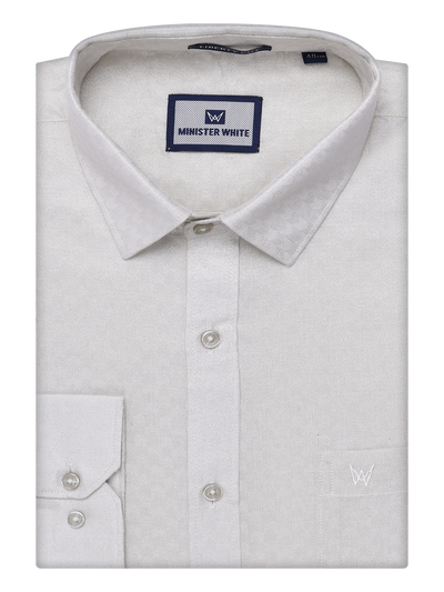 Mens Sliver Colour Jacquard Shirt by Minister White