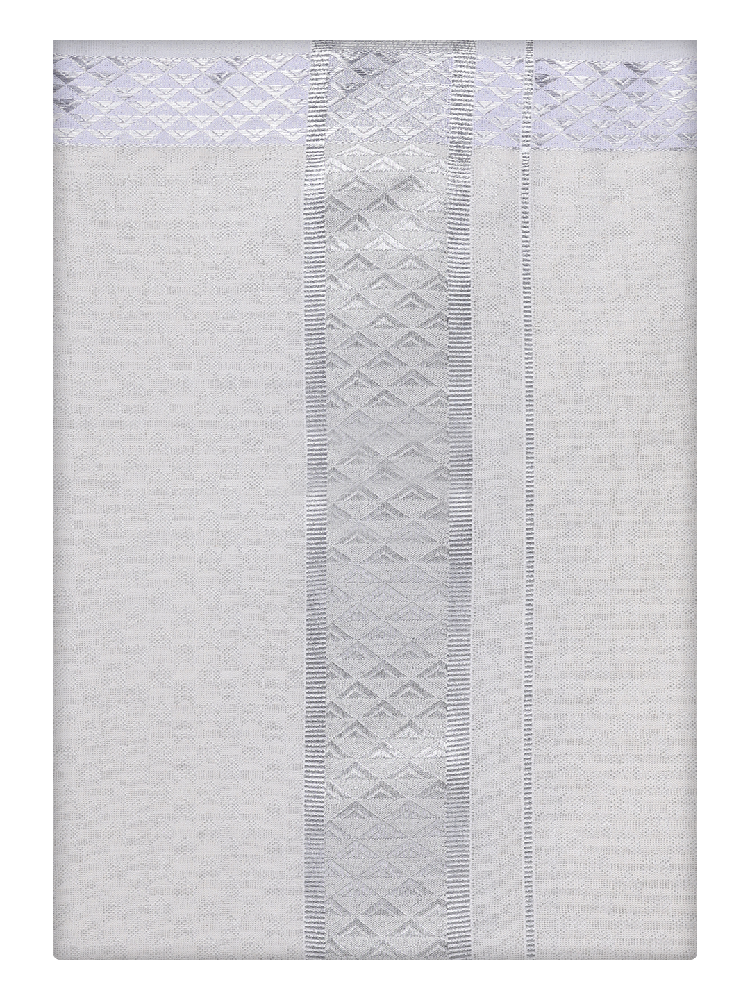 Mens Silver Colour Jacquard Dhoti by Minister White