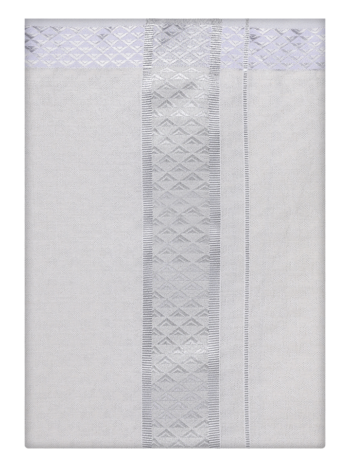 Mens Silver Colour Jacquard Dhoti by Minister White
