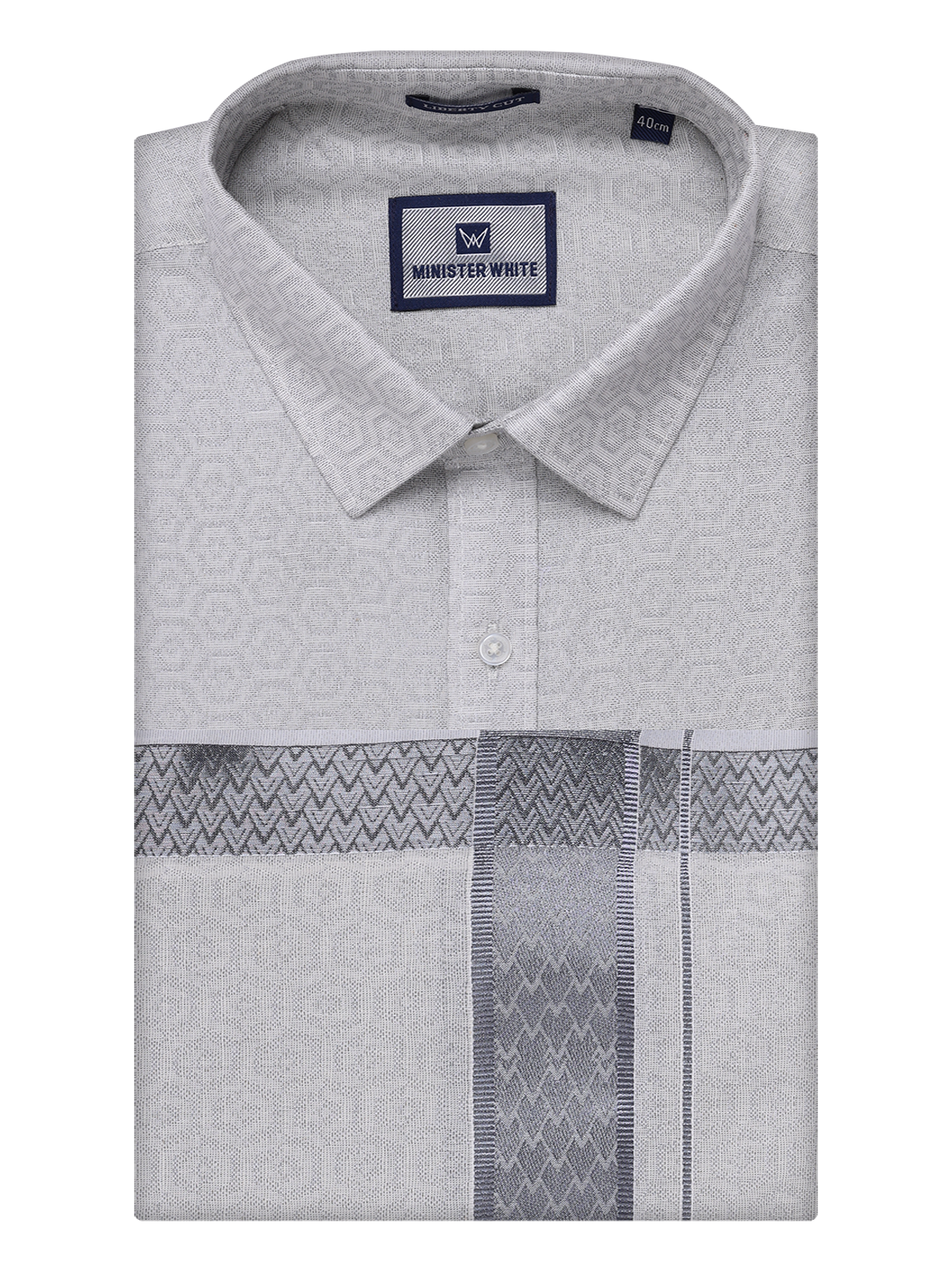 Mens Grey Tissue Jacquard Shirt with Matching Dhoti Combo Zeebra