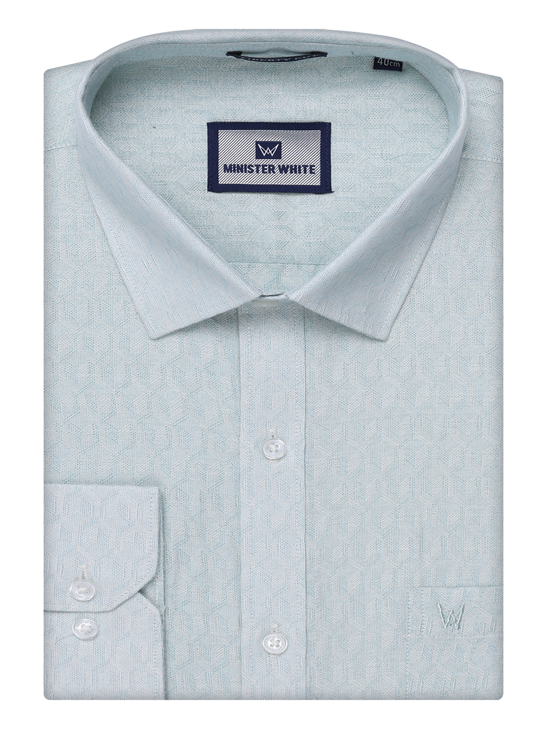 Mens Mint Blue Colour Jacquard Shirt by Minister White