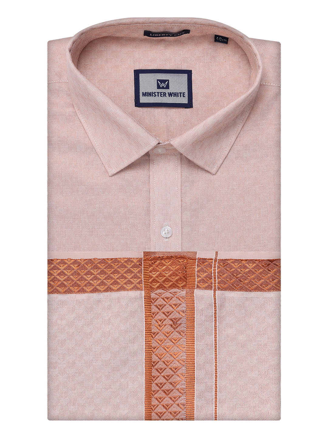 Mens Copper Tissue Jacquard Shirt with Matching Dhoti Combo Zeebra