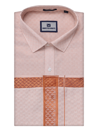 Mens Copper Tissue Jacquard Shirt with Matching Dhoti Combo Zeebra