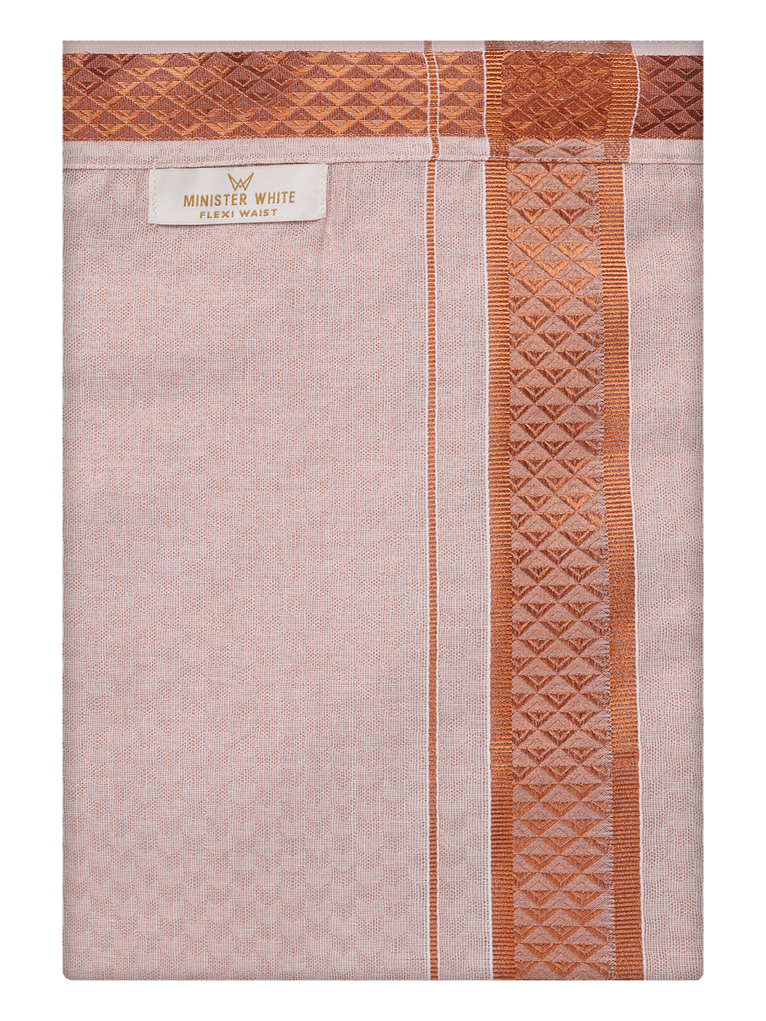 Mens Copper Tissue Jacquard Flexi Dhoti by Minister White