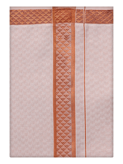 Mens Copper Tissue Jacquard Dhoti by Minister White