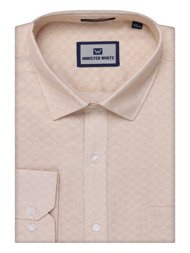 Mens Gold Colour Jacquard Shirt by Minister White