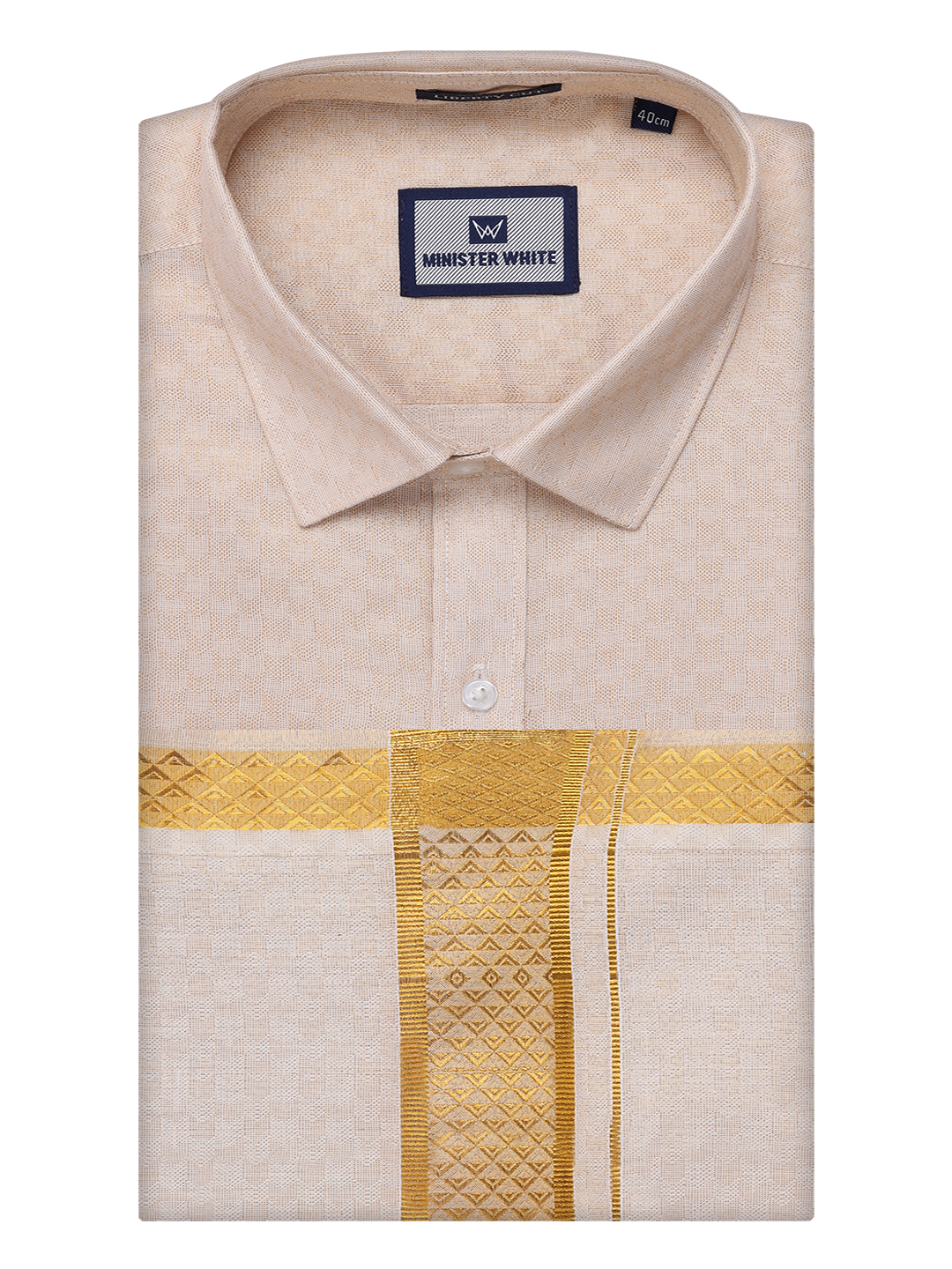 Mens Gold Tissue Jacquard Shirt with Matching Dhoti Combo Zeebra