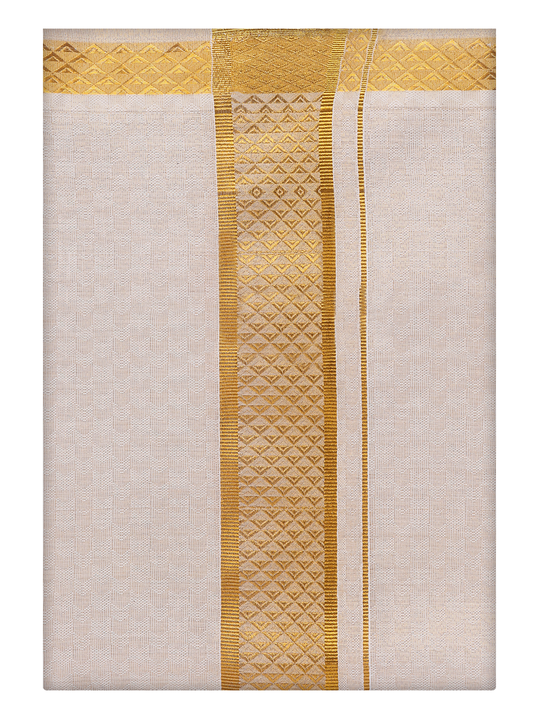 Mens Gold Colour Jacquard Dhoti by Minister White