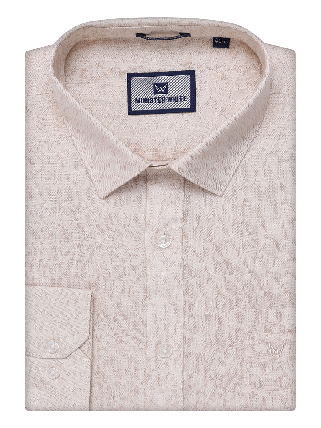 Mens Light Copper Colour Jacquard Shirt by Minister White