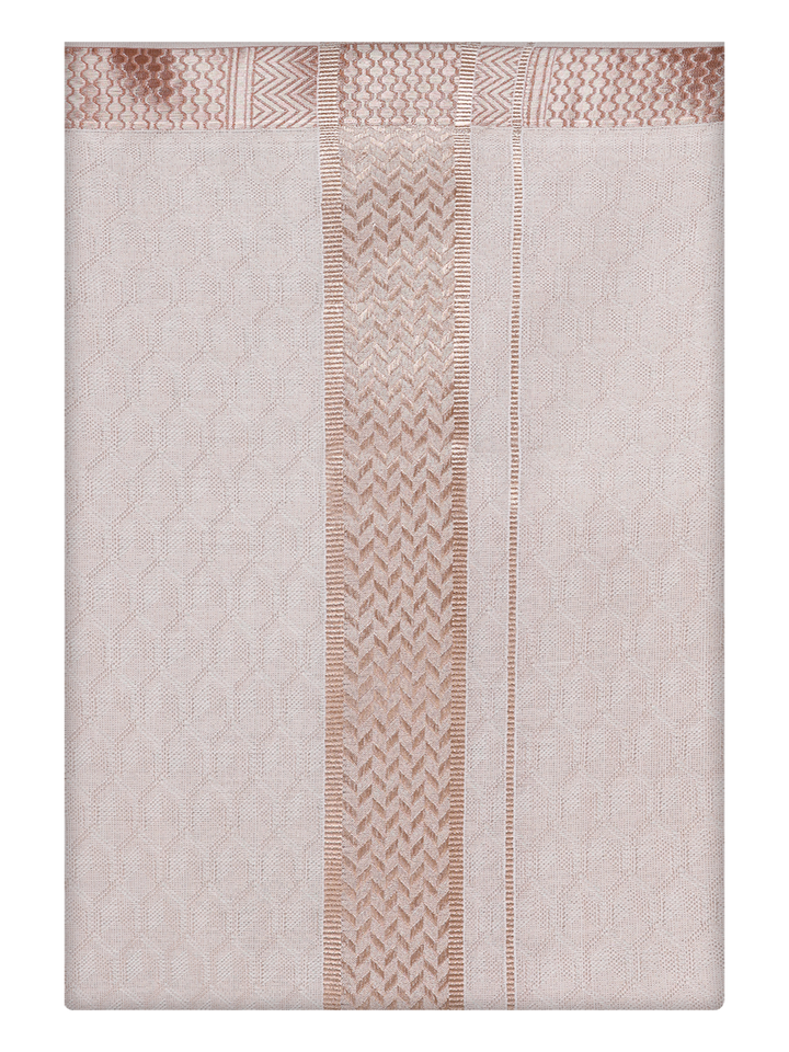 Mens Light Copper Colour Jacquard Dhoti by Minister White