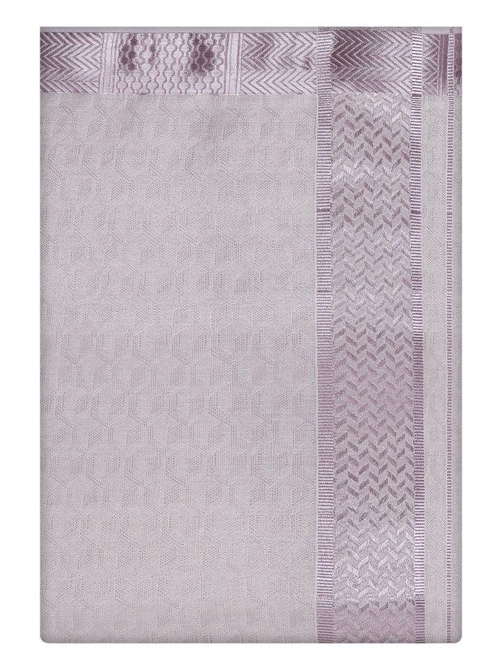 Mens Light Rose Colour Jacquard Dhoti by Minister White