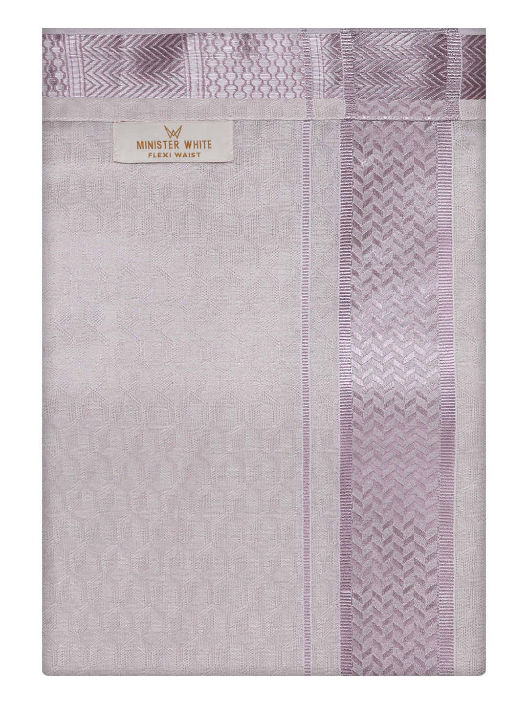 Mens Light Rose Colour Jacquard Flexi Dhoti by Minister White