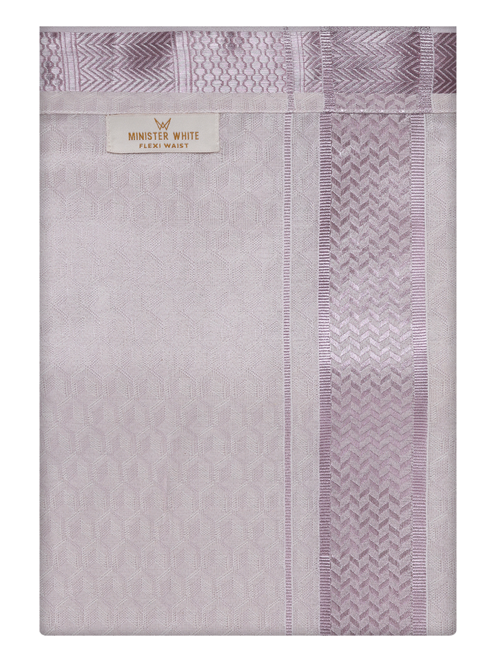 Mens Light Rose Colour Jacquard Flexi Dhoti by Minister White
