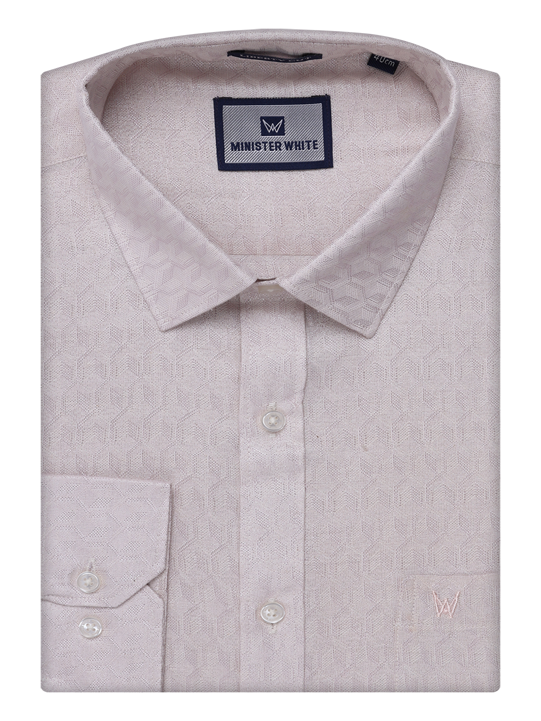 Mens Light Rose Colour Jacquard Shirt by Minister White