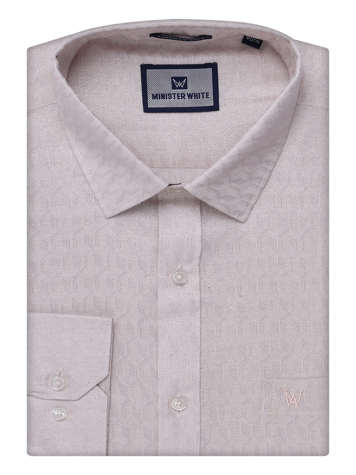 Mens Light Rose Colour Jacquard Shirt by Minister White