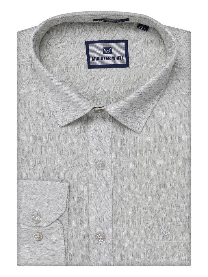 Mens Olive Green Colour Jacquard Shirt by Minister White