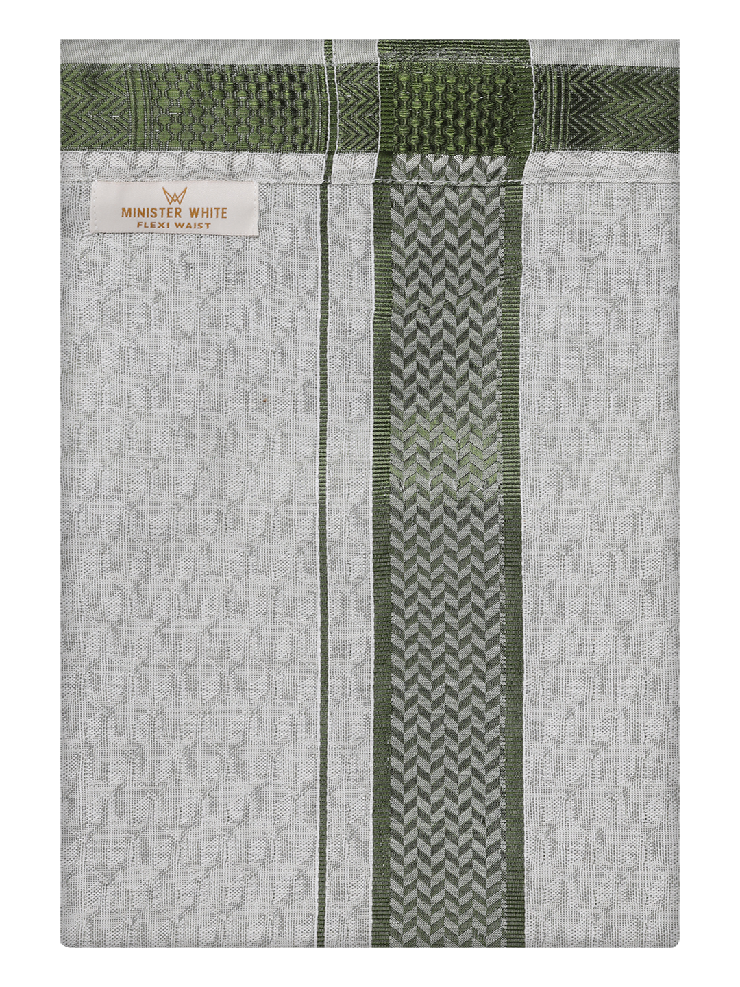 Mens Olive Green Colour Jacquard Flexi Dhoti by Minister White