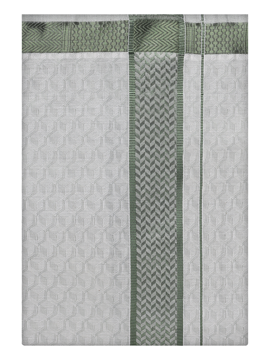 Mens Olive Green Colour Jacquard Dhoti by Minister White