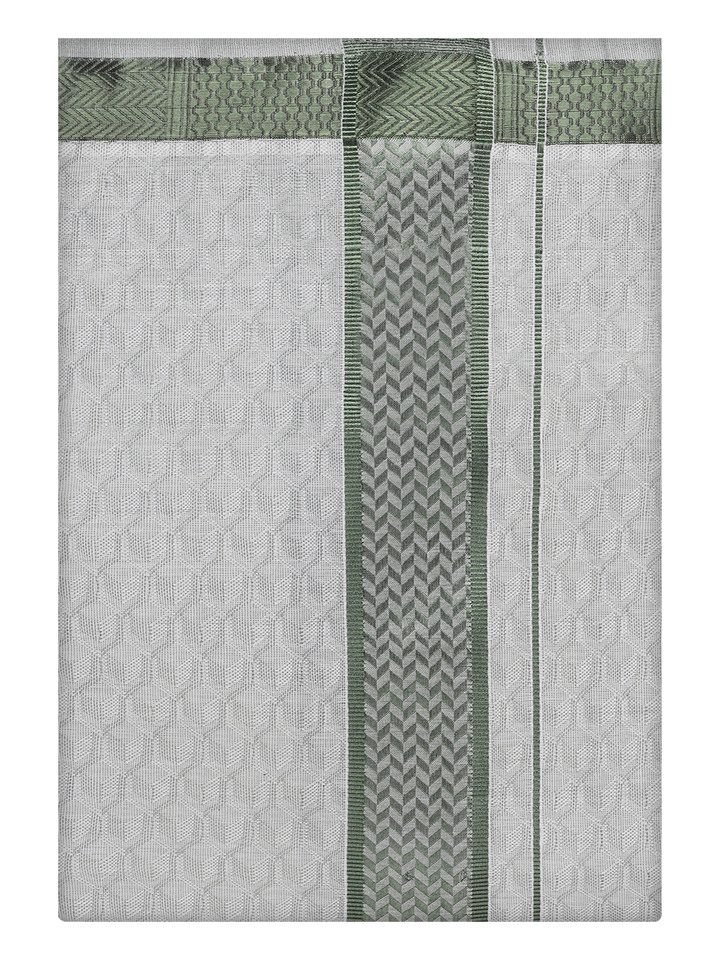 Mens Olive Green Colour Jacquard Dhoti by Minister White