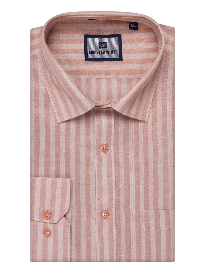 Mens Tissue Stripes Copper Shirt by Minister White