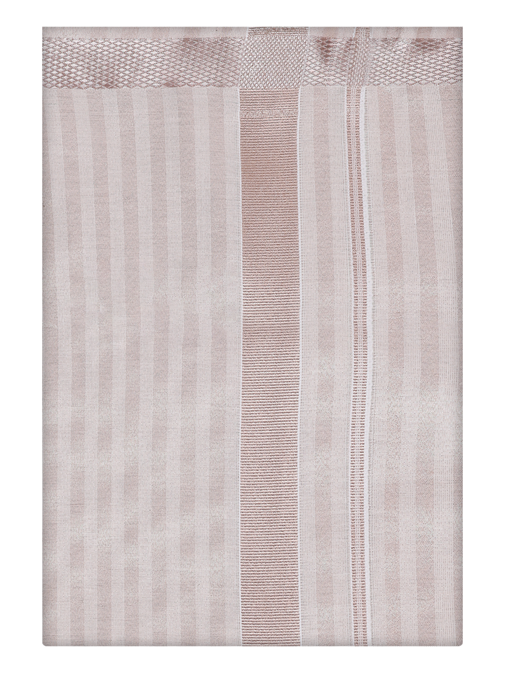 Mens Almond Color Tissue Stripes Dhoti Shirt by Minister White
