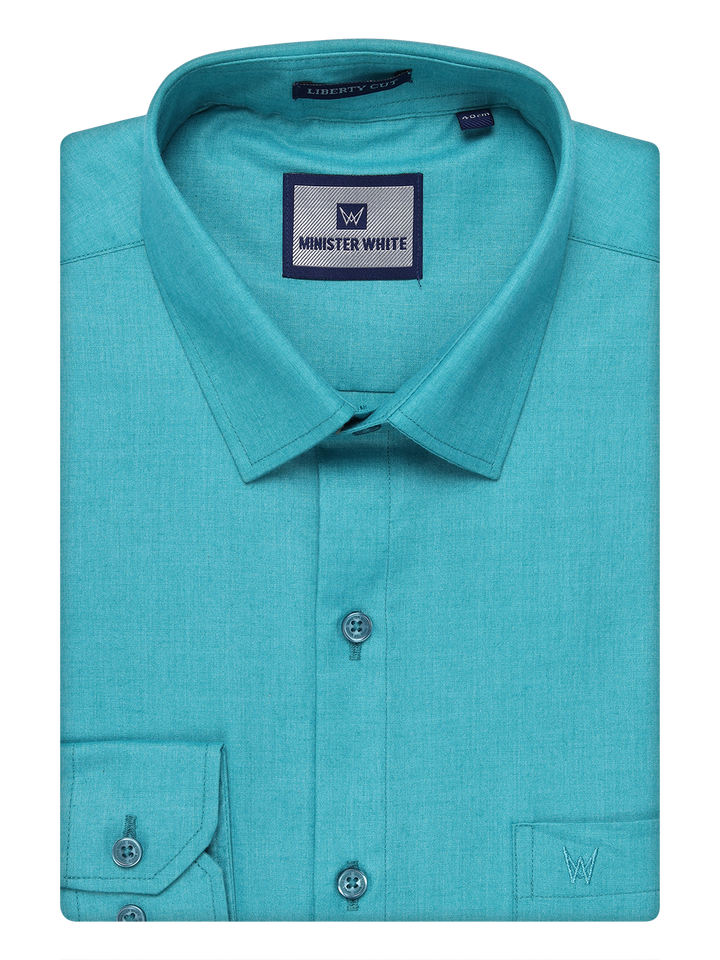 Men's Cotton Light Blue Color Shirt by Minister White