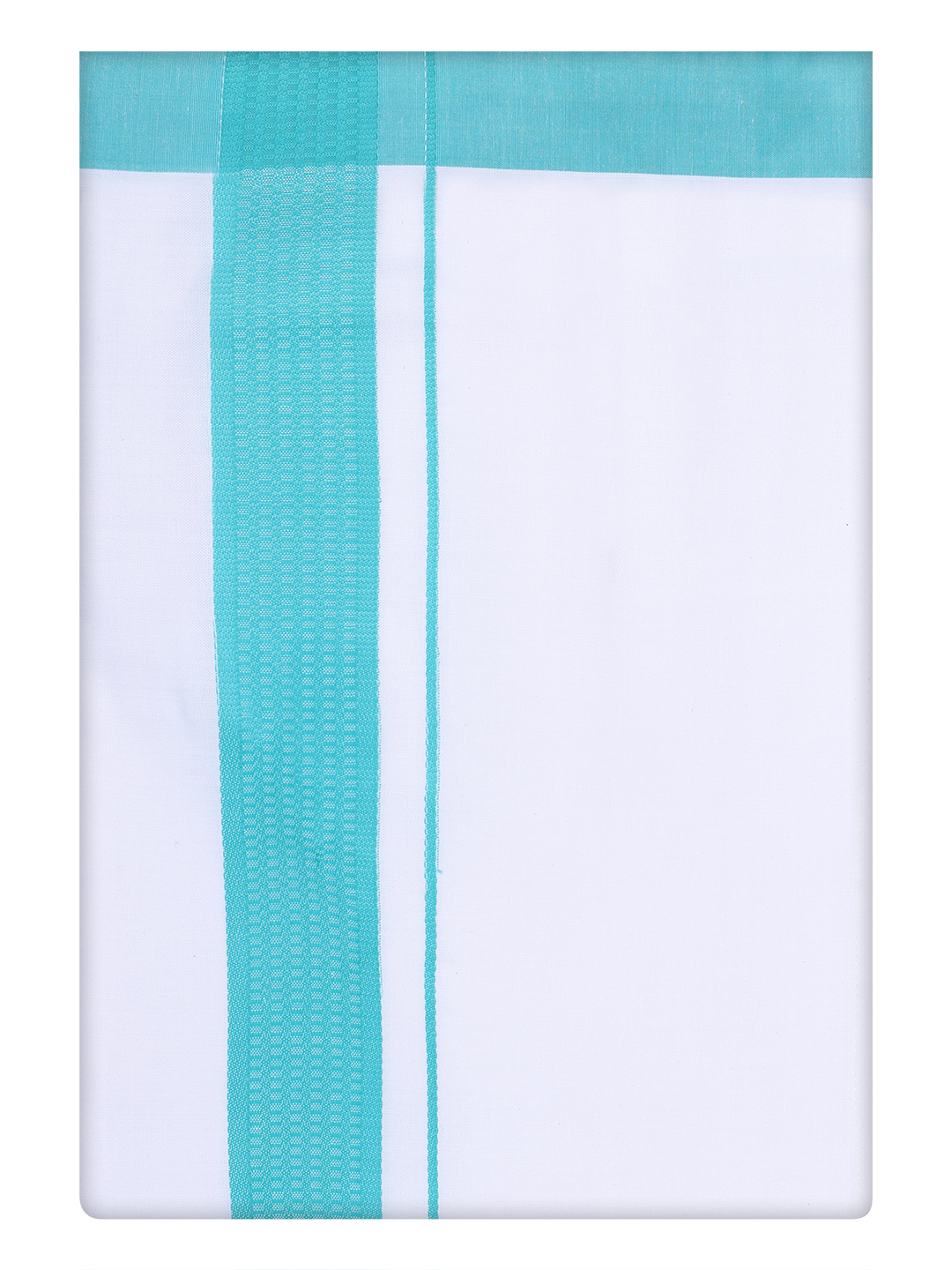 Mens White Cotton Dhoti with Sky Blue Color Border by Minister White