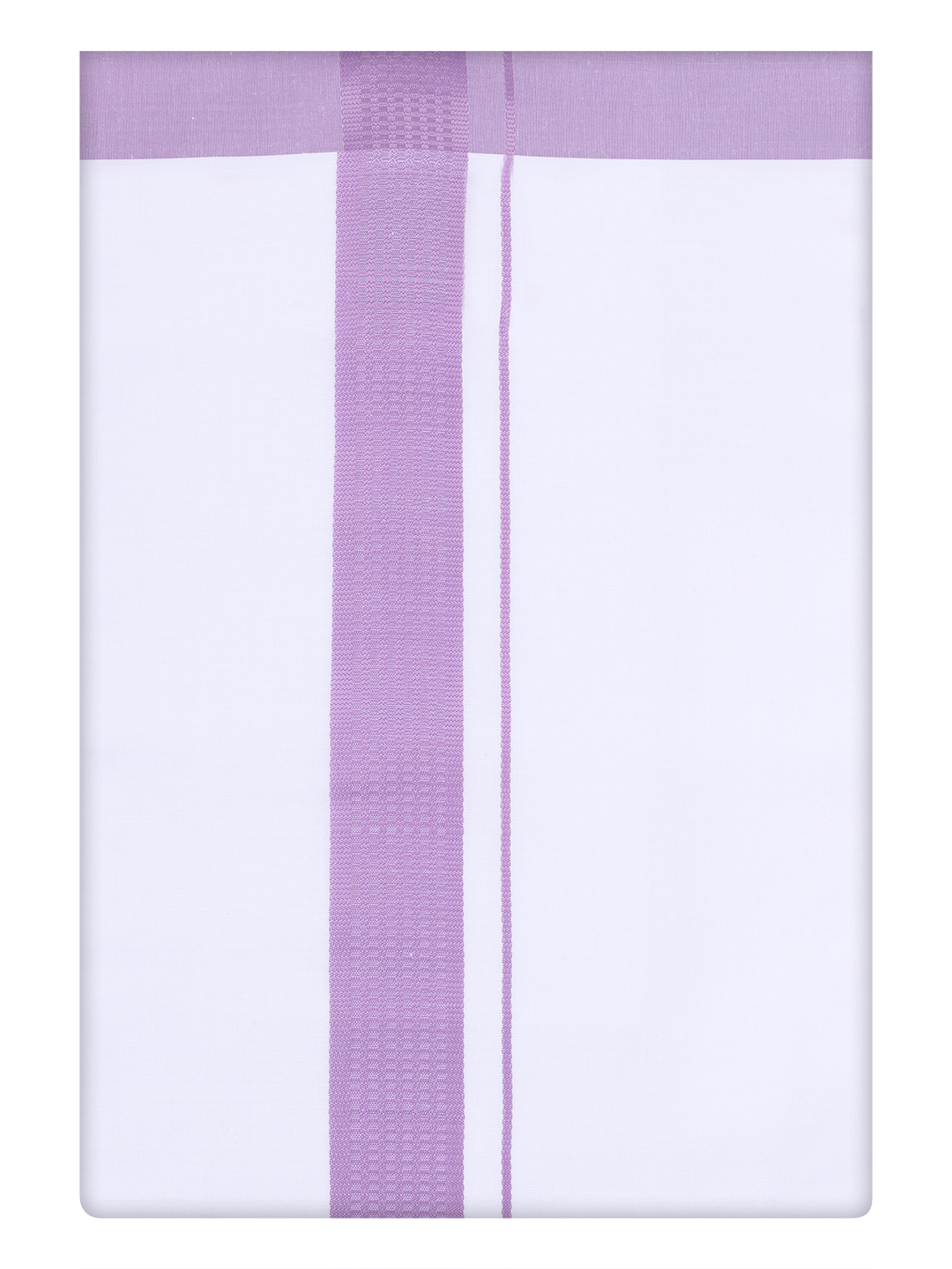 Mens White Cotton Dhoti with Light Purple Border by Minister White