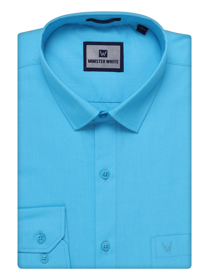 Mens Cotton Sky Blue Color Shirt by Minister White