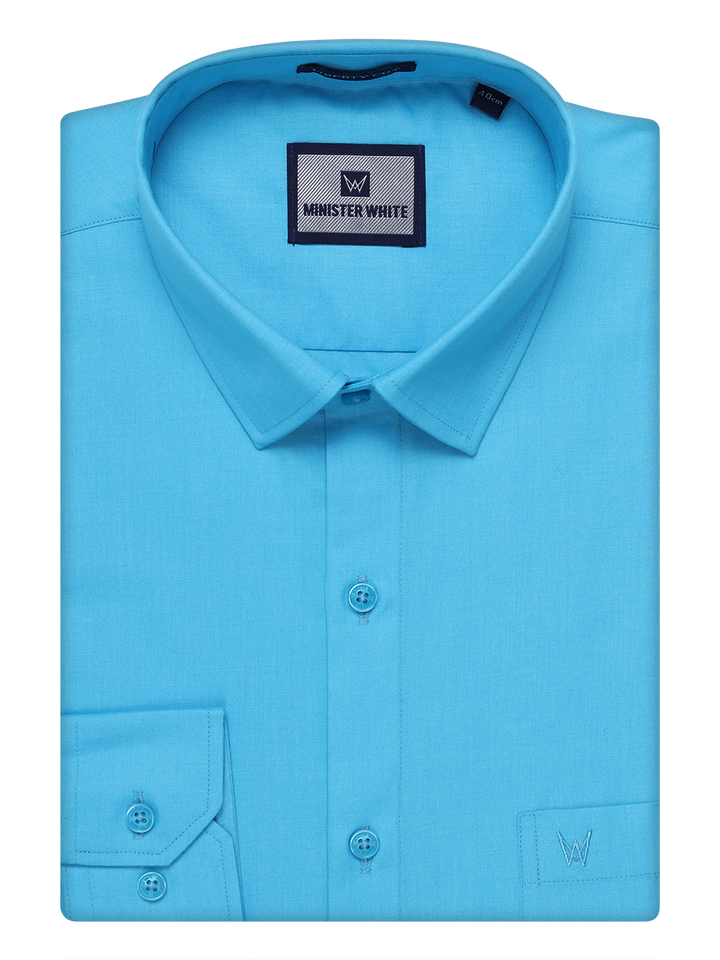 Mens Cotton Sky Blue Color Shirt by Minister White