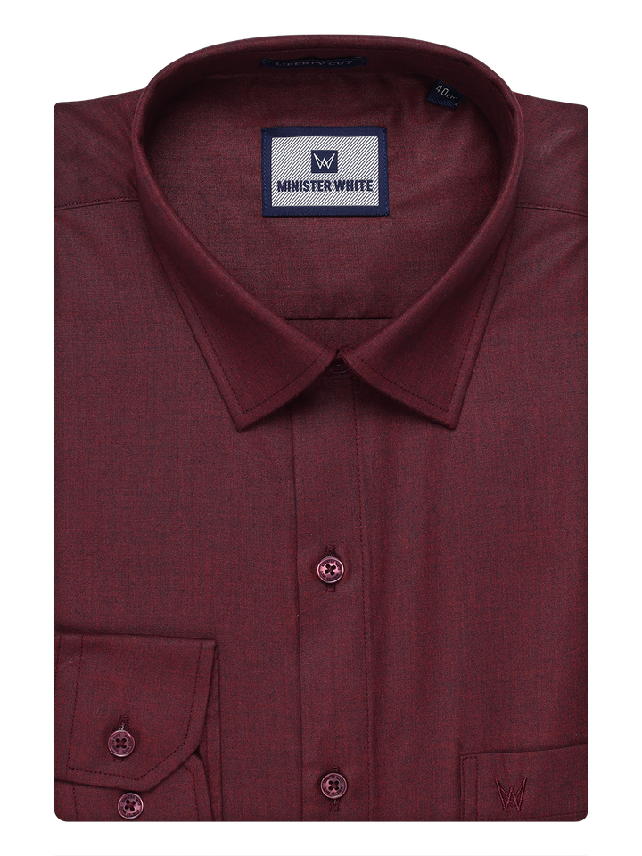 Mens Cotton Maroon Color Shirt by Minister White