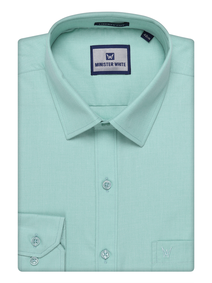 Mens Cotton Sea Green Color Shirt by Minister White