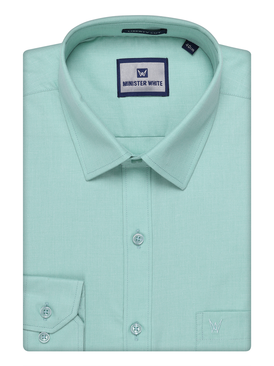 Mens Cotton Sea Green Color Shirt by Minister White