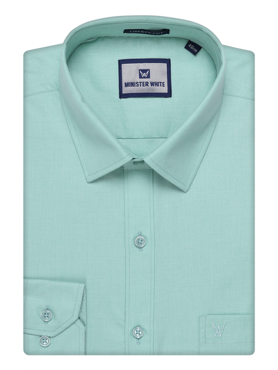 Mens Cotton Sea Green Color Shirt by Minister White