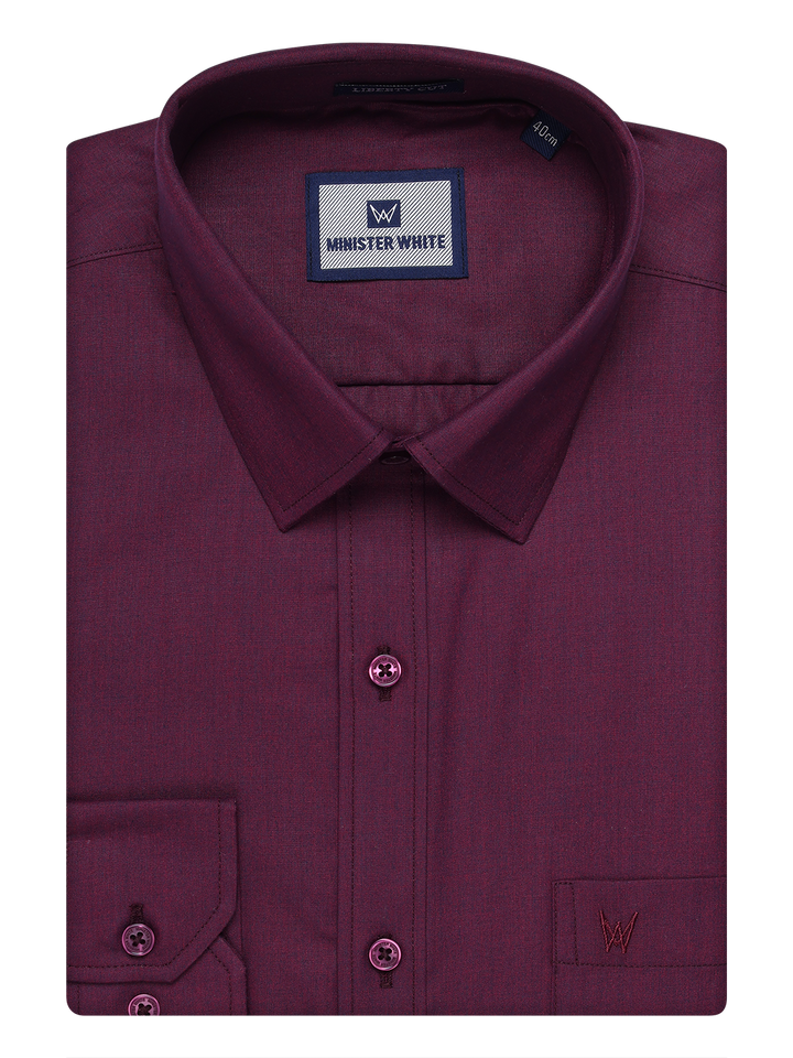 Mens Cotton Dark Wine Color Shirt by Minister White