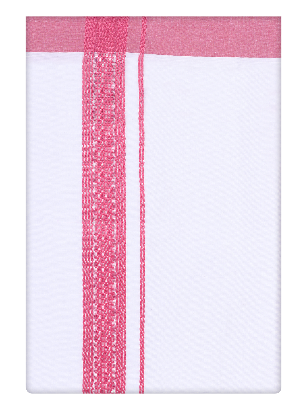 Mens White Cotton Dhoti with Pink Color Border by Minister White